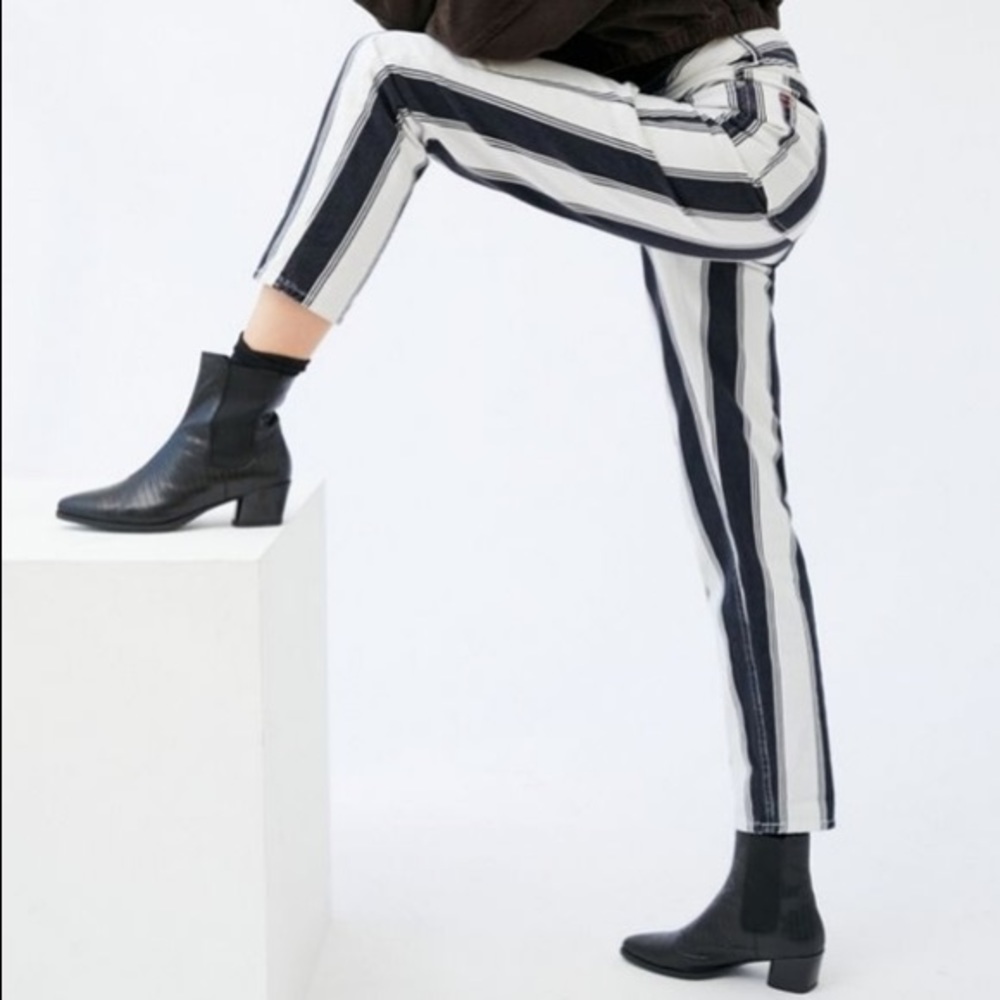 BDG Black and White Striped High Rise Jeans